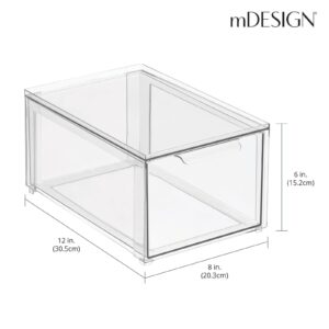 mDesign Plastic Stackable Drawer Organizer Storage Bin w/Pull Out Drawer - Holder for Crafts, Sewing, Hobby, Art Supplies in Home, Classroom, Office, or Studio - Lumiere Collection, 4 Pack - Clear