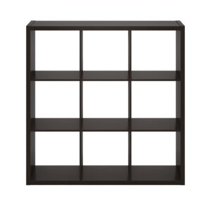 Furinno Cubicle Open Back Decorative Cube Storage Organizer, 9, Dark Oak