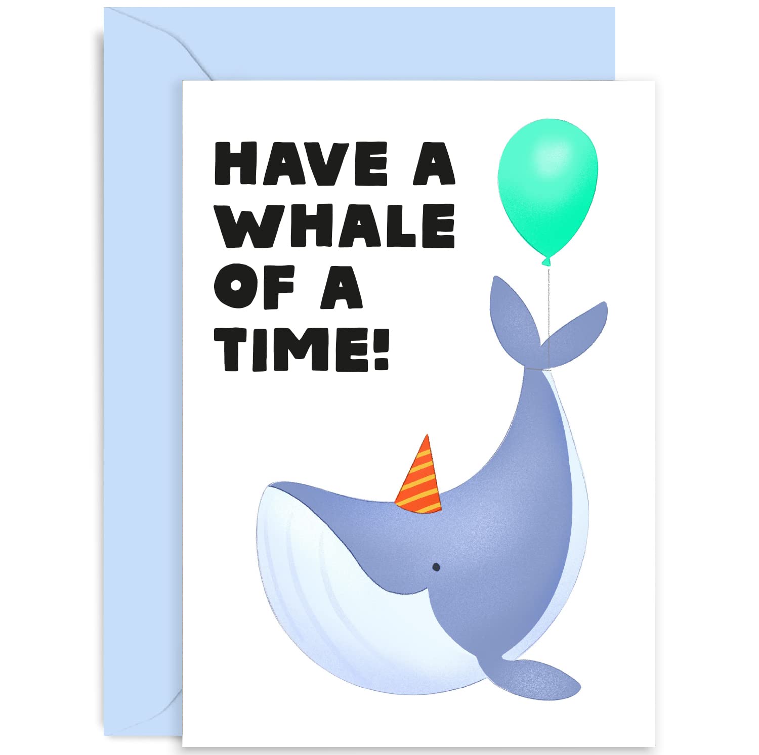 Old English Co. Whale of A Time Birthday Card for Him or Her - Cute Whale Birthday Card for Sister, Brother, Son, Daughter | Blank Inside with Envelope