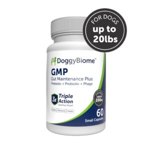 AnimalBiome Dog Probiotics - GMP Prebiotics and Probiotics - Reduce Diarrhea Flareups - for Dogs Under 20 lbs (60 Capsules) - DoggyBiome