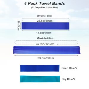 4 Pack Towel Bands, Towel Bands for Beach Chair, Rubber Towel Clips for Pool Chair, Must Haves Beach & Cruise Accessories, Towel Holder for Cruise Chairs, Perfect Alternatives for Towel Clips