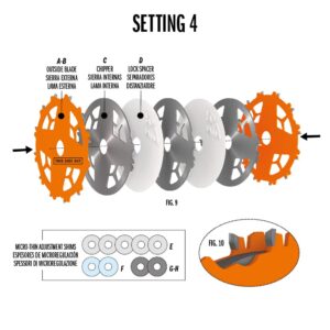 CMT ORANGE TOOLS 230.312.08 DADO Set Saw Blade HW D=8” B=5/8” Z12 FTG+ATB Orange PTFE