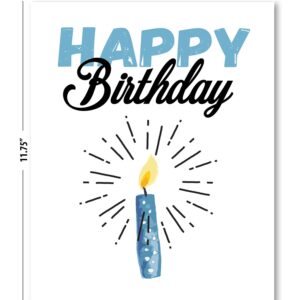 Small World Greetings Large Blue Happy Birthday Greeting Card from Group - Blank Inside With Envelope - 11.75" x 9" - Perfect for family, friends, colleagues, and more