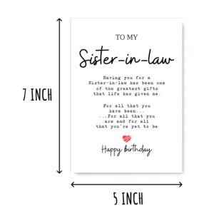 EruditeGifts Sister-In-Law Birthday Card, 5 x 7 inches, Printed on Premium Smooth Heavy Cardstock, Blank Inside for Your Personal Message, Includes Envelope