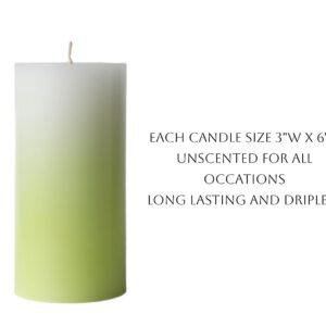 Ombre Gradation Pillar Candles by Modern Candle Design Hand Poured in The USA Set of 2 Unscented (Turquoise, 3 x 6)