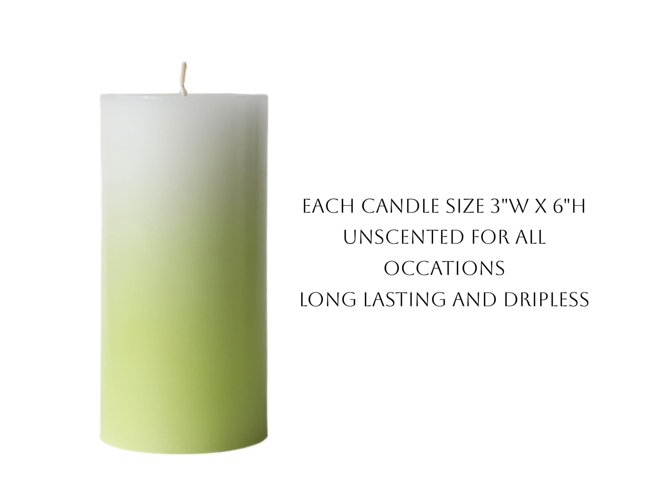 Ombre Gradation Pillar Candles by Modern Candle Design Hand Poured in The USA Set of 2 Unscented (Turquoise, 3 x 6)