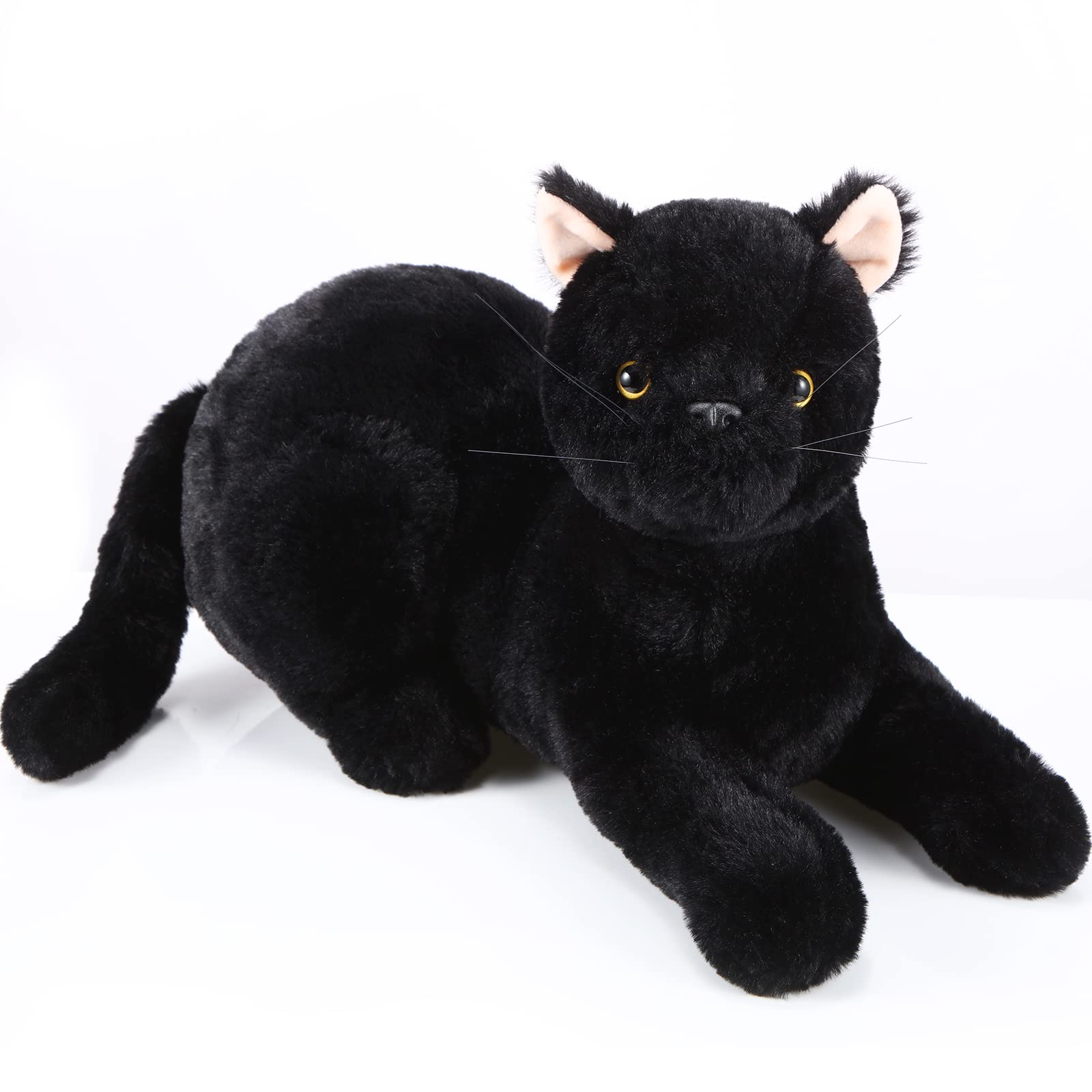 Sosation 16 Inch Black Cat Stuffed Animal Plush, Realistic Black Cat Toy Soft Plush Pillow, Cute Plush Toy Gifts for Kids, Birthday Christmas Decoration Supplies