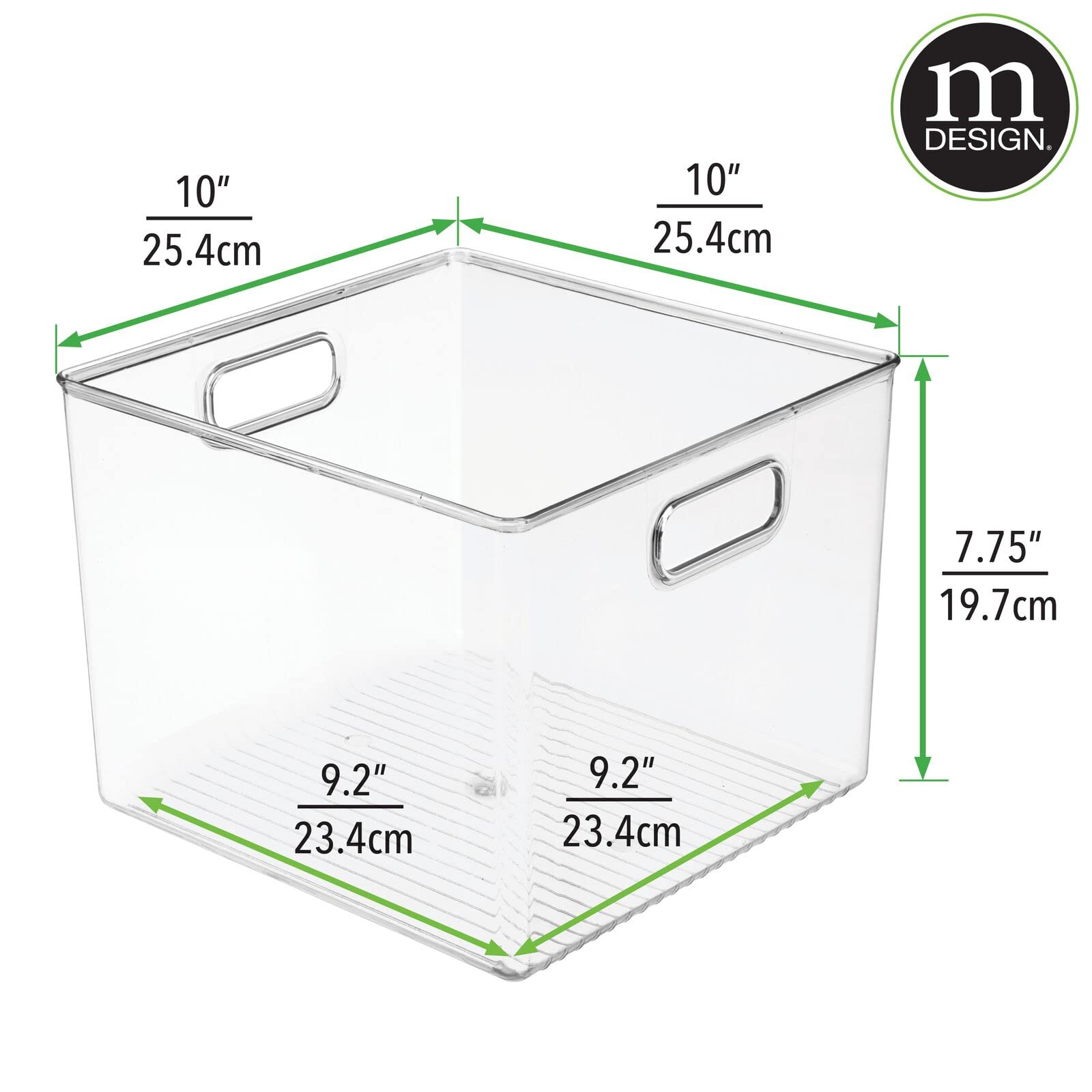 mDesign Small Modern Plastic Storage Organizer Bin Basket with Handles for Craft Room Organization - Shelf, Cubby, Cabinet, and Closet Organizing Decor - 8 Pack - Clear