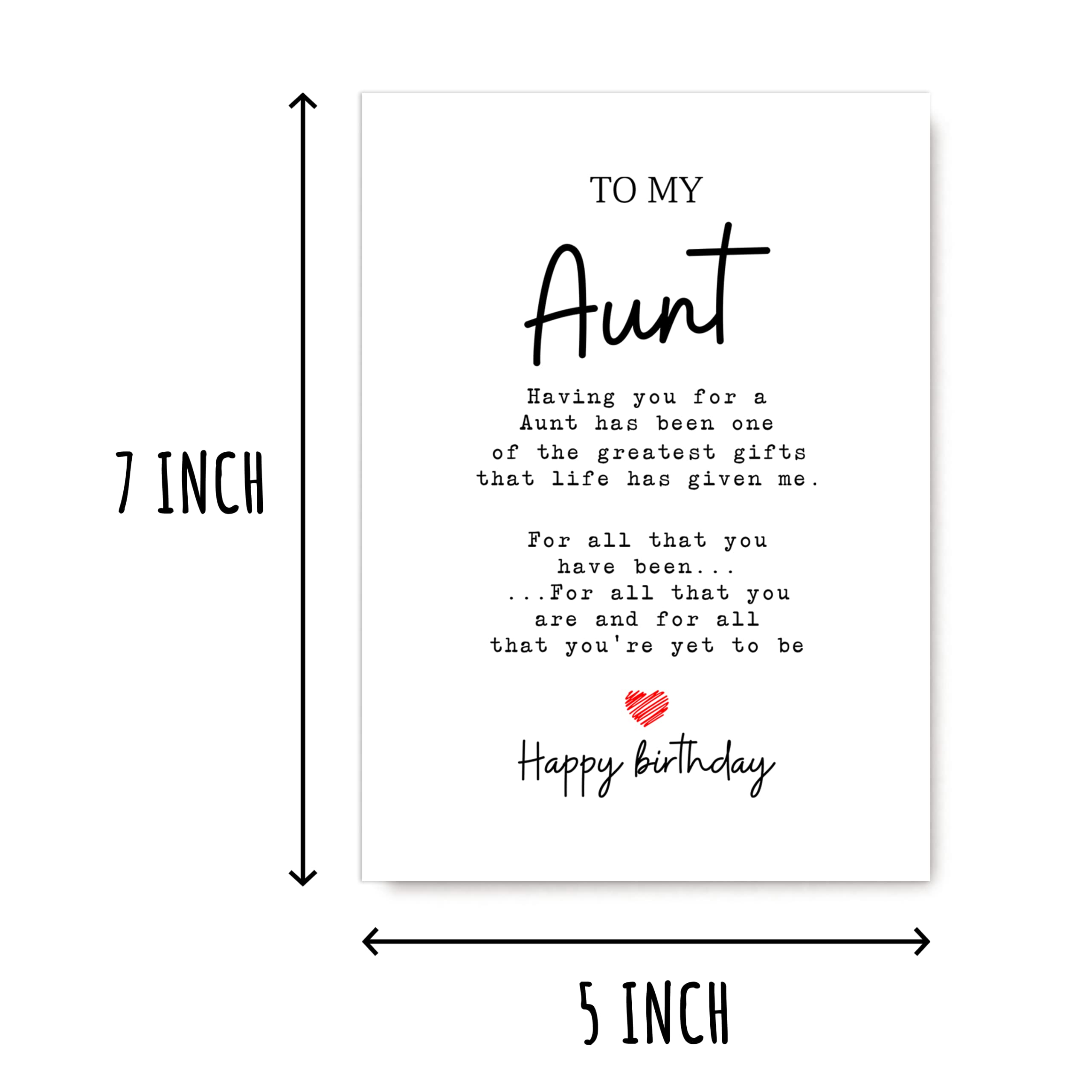 EruditeGifts Birthday Card for Aunt - 5 x 7 Inches - Printed on Smooth, Heavy Cardstock - Blank Inside for Personal Message - Includes Envelope