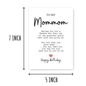 To My Mommom - Mommom Birthday Card - Mommom Is The Greatest Gifts In My Life - Birthday Card For Mommom - Gift For Mommom Card