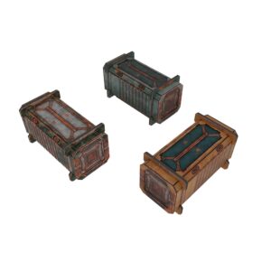 TinkerTurf Sci-Fi Terrain: Cargo Containers 6 Add-On, 3 Containers Included, Neutral Theme, Modeular Design, Easy Storage, Virtually Limitless Setups