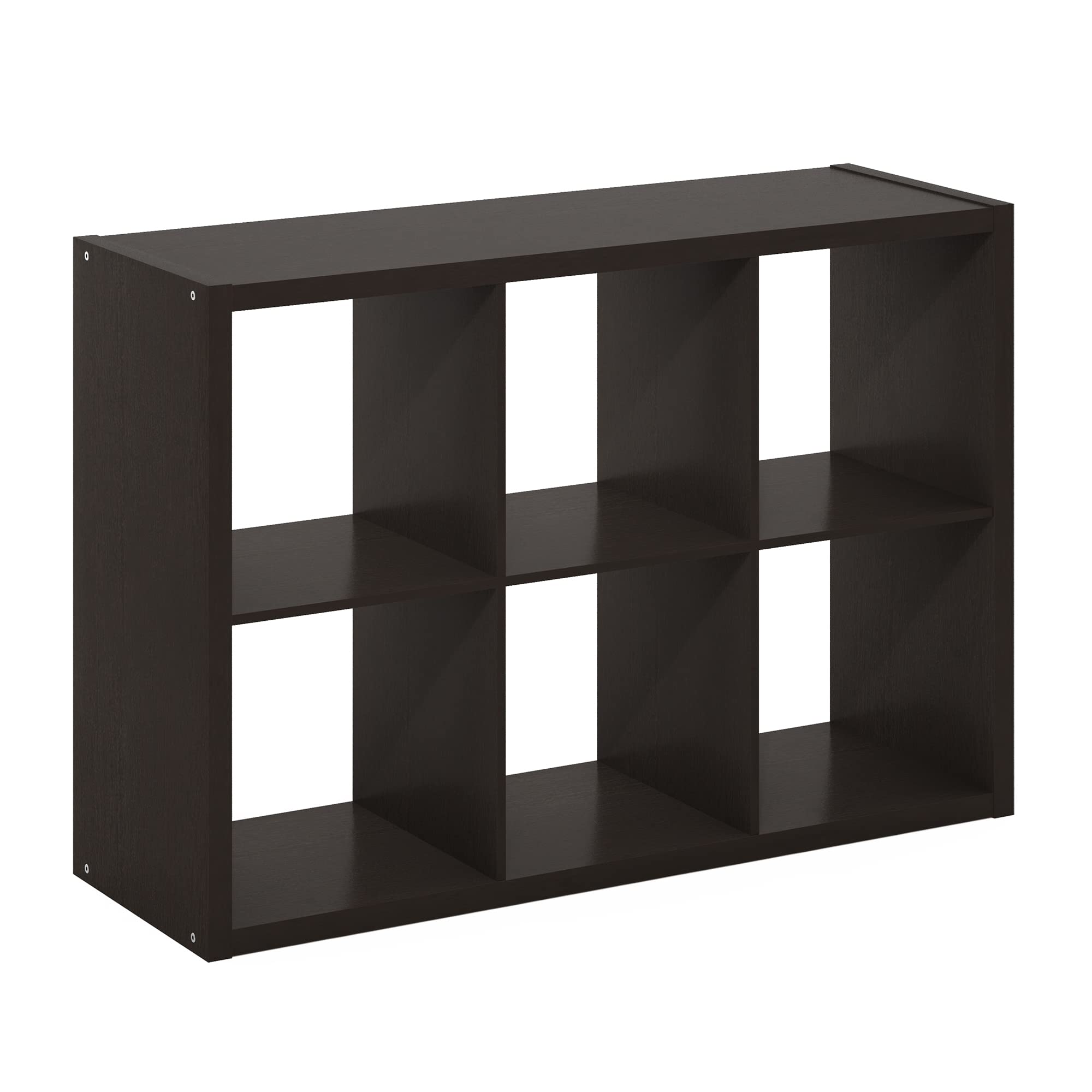 Furinno Cubicle Open Back Decorative Cube Storage Organizer, 6-Cube, Dark Oak