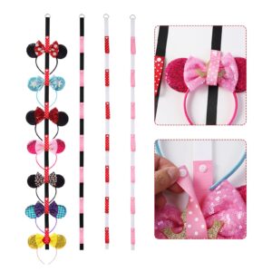 nuolich 4pcs mouse ears headband holder polka dot vertical organizer hanging wall display decor hair accessories holder