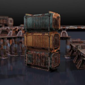 TinkerTurf Sci-Fi Terrain: Cargo Containers 6 Add-On, 3 Containers Included, Neutral Theme, Modeular Design, Easy Storage, Virtually Limitless Setups