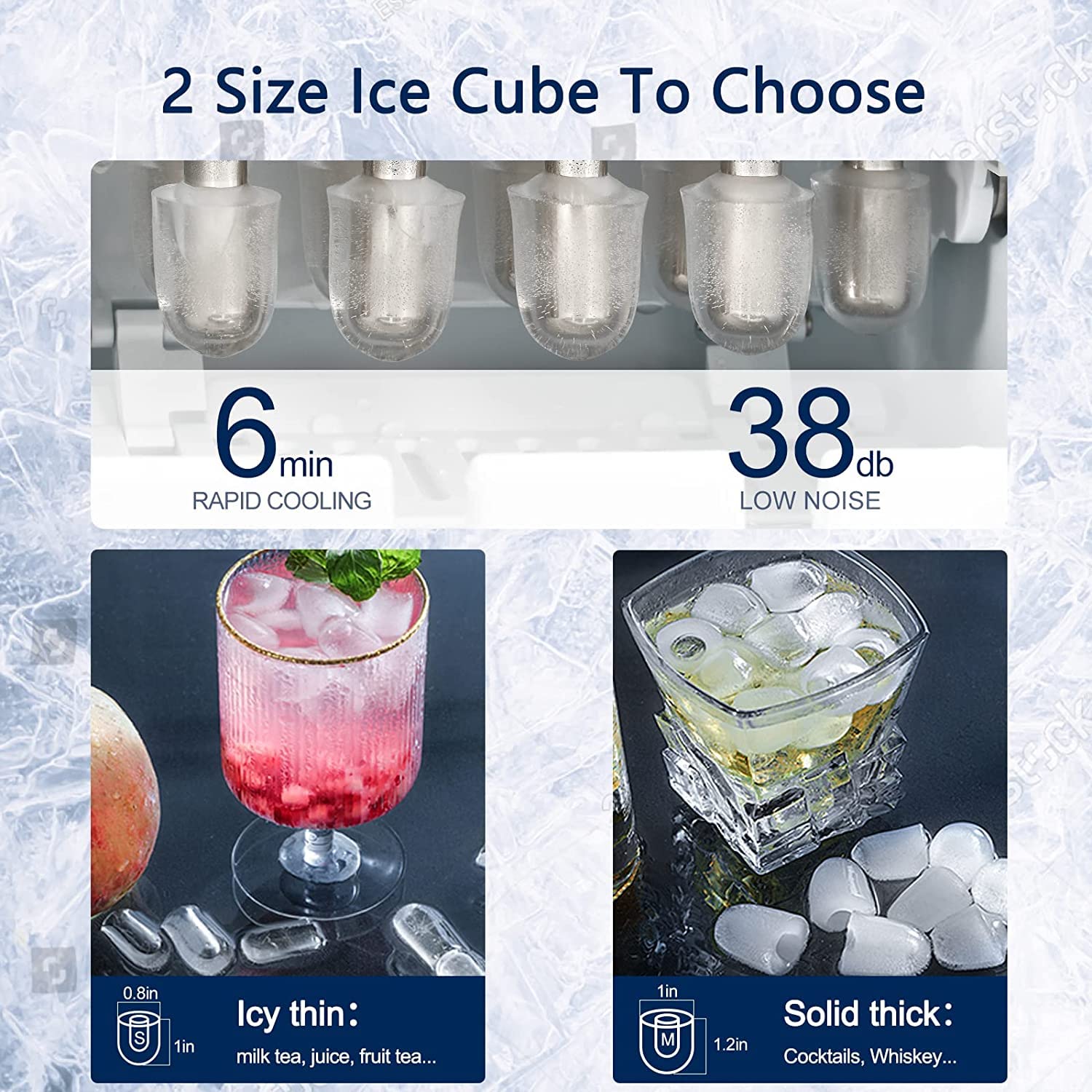 Joy Pebble Portable Ice Makers Countertop,26lbs Bullet Ice Cube in 24H,9 Cubes Ready in 6-8 Minutes,2 Ice Sizes(S/L),Portable Ice Machine for Home/Office/Bar (Green) JP-JP-Z5878