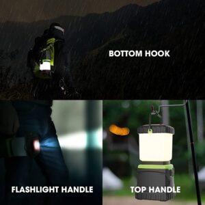 Camping Lantern Rechargeable Flashlights, Multi-Purpose 1300LM Lantern, 6000mAh Long Battery Life, IP65 Waterproof, Portable Tent LED Light for Hunting, Hurricane, Hiking, Outage(Clearance)