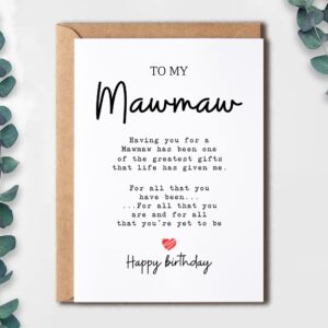 To My Mawmaw - Mawmaw Birthday Card - Mawmaw Is The Greatest Gifts In My Life - Birthday Card For Mawmaw - Gift For Mawmaw Card