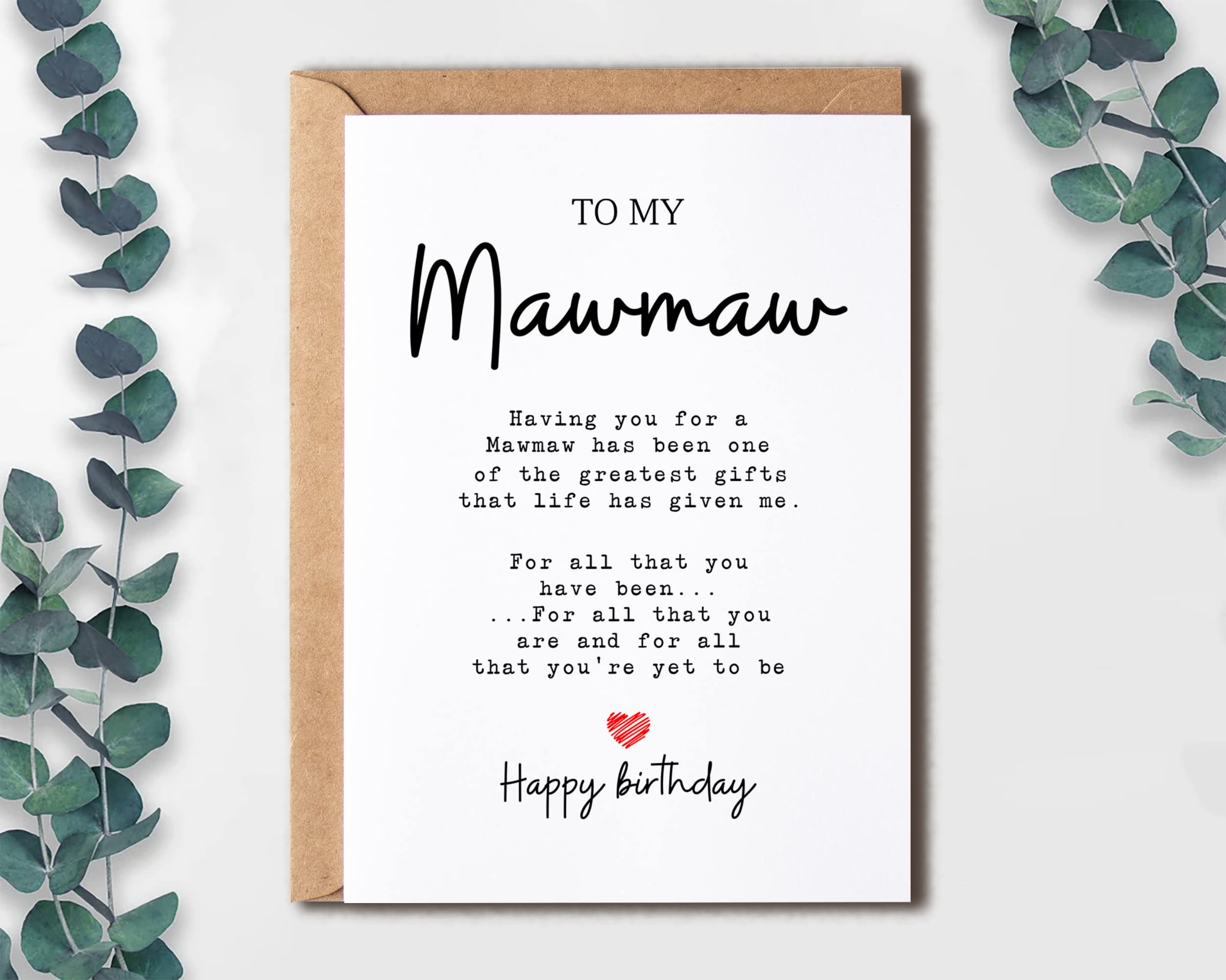 To My Mawmaw - Mawmaw Birthday Card - Mawmaw Is The Greatest Gifts In My Life - Birthday Card For Mawmaw - Gift For Mawmaw Card