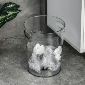 SEWACC Small Trash Can Plastic Wastebasket Clear Garbage Container Bin Ice Bucket Flower Arrangement for Bathroom Bedroom Kitchen Home Office 17.5X16.5CM Trash Cans