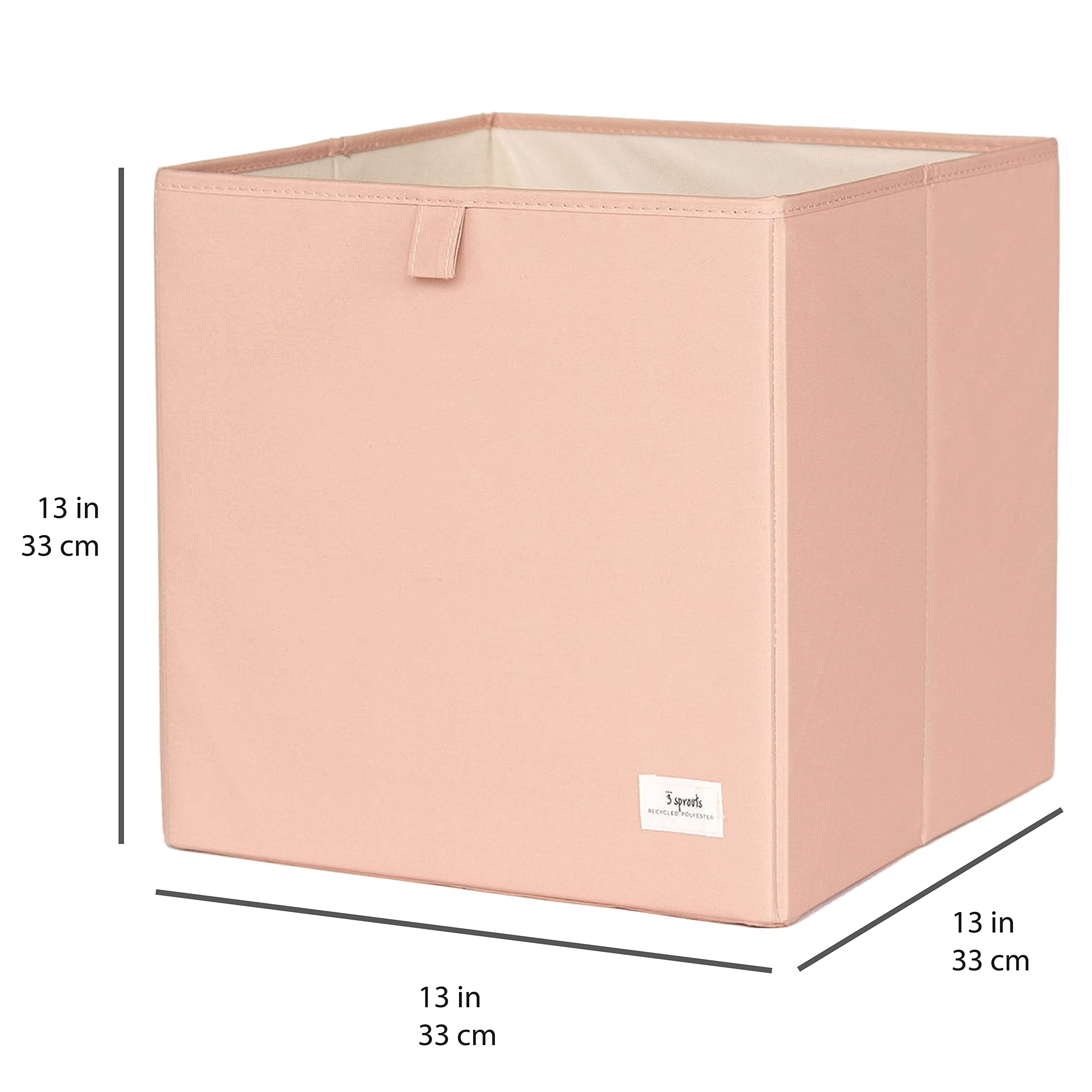 3 Sprouts Recycled Fabric Cube Storage Bin - 13 Inch Collapsible Organizer for Cube Shelving Systems, Kids Cubby Bins - Clay