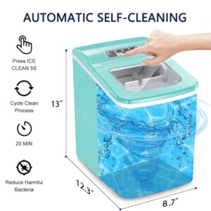 Joy Pebble Portable Ice Makers Countertop,26lbs Bullet Ice Cube in 24H,9 Cubes Ready in 6-8 Minutes,2 Ice Sizes(S/L),Portable Ice Machine for Home/Office/Bar (Green) JP-JP-Z5878