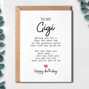 To My Gigi - Gigi Birthday Card - Gigi Is The Greatest Gifts In My Life - Birthday Card For Gigi - Gift For Gigi Card- Christmas Gifts For Gigi