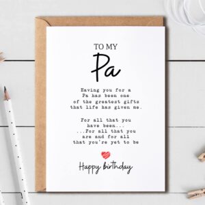 To My Pa - Pa Birthday Card - Pa Is The Greatest Gifts In My Life - Birthday Card For Pa - Gift For Pa Card- Christmas Gifts For Pa