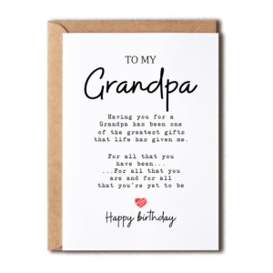 to my grandpa - grandpa birthday card - grandpa is the greatest gifts in my life - birthday card for grandpa - gift for grandpa card- christmas gifts for grandpa