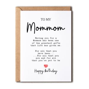 to my mommom - mommom birthday card - mommom is the greatest gifts in my life - birthday card for mommom - gift for mommom card