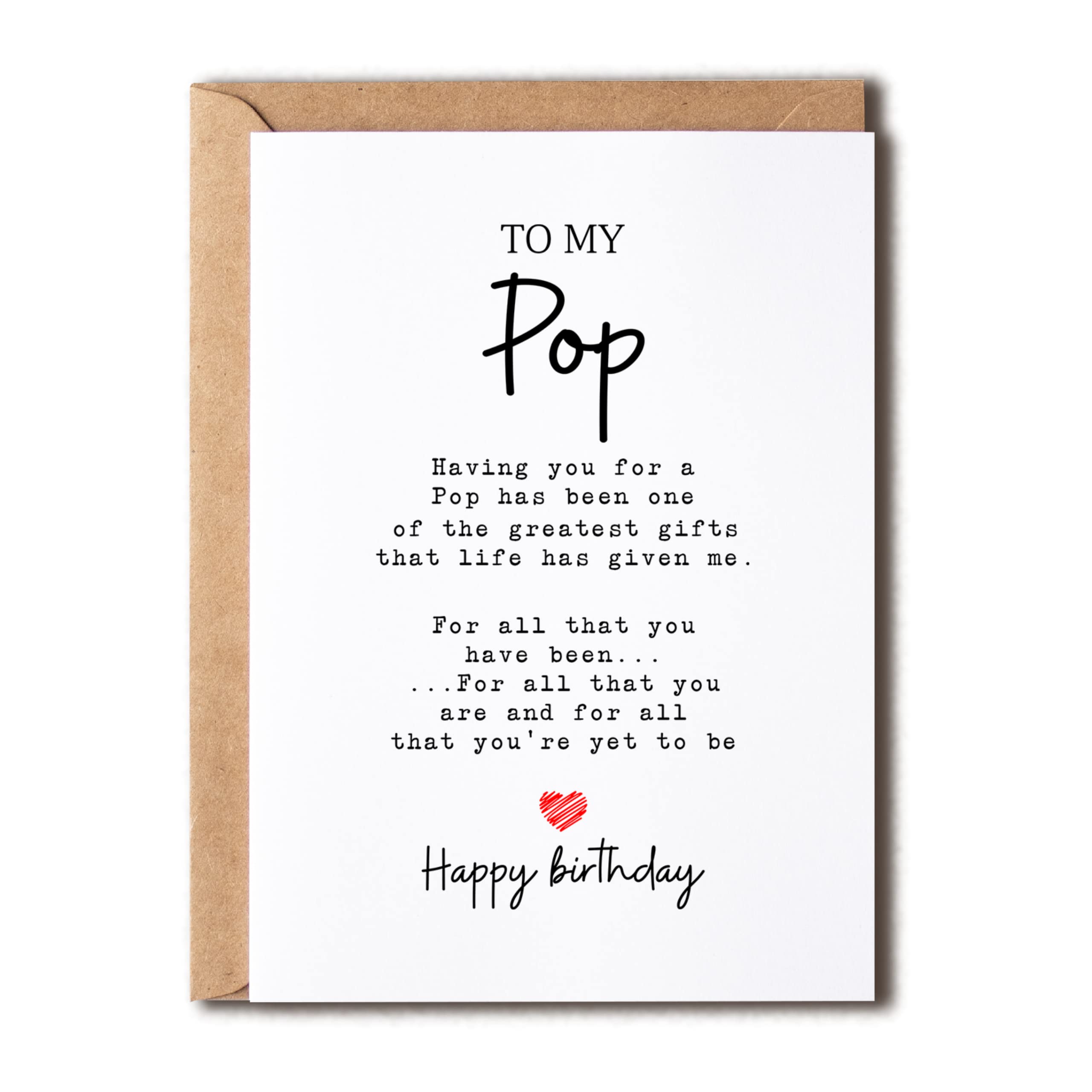 To My Pop - Pop Birthday Card - Pop Is The Greatest Gifts In My Life - Birthday Card For Pop - Gift For Pop Card- Christmas Gifts For Pop