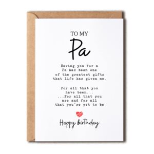 to my pa - pa birthday card - pa is the greatest gifts in my life - birthday card for pa - gift for pa card- christmas gifts for pa