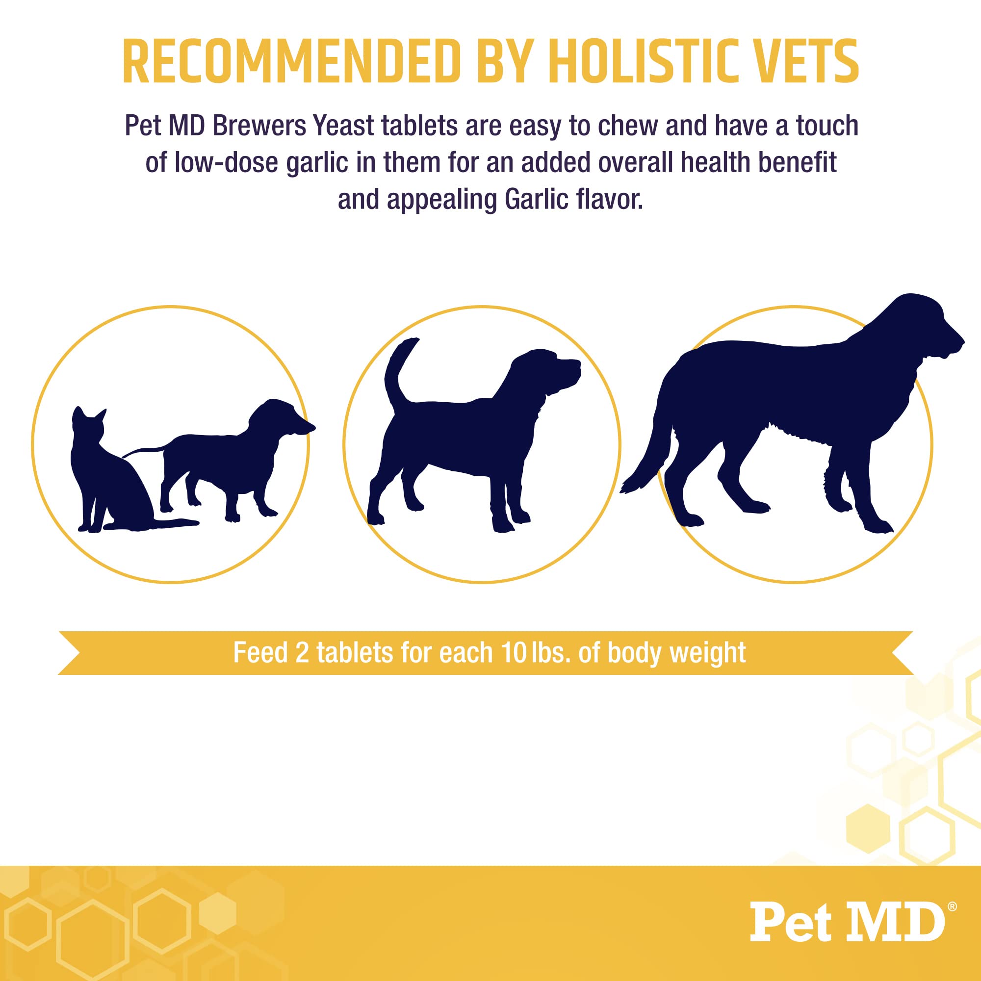 Pet MD Garlic & Brewers Yeast for Dogs & Cats - Garlic and Yeast Plus Antioxidants - Brewer's Yeast Tablets for Dogs & Cats - Vitamin B 1 & Vitamin C - 1000 ct