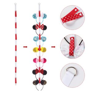 Nuolich 2Pcs Mouse Ears Headband Holder Polka Dot Hanging Wall Display Decor Vertical Headpiece Organizer Hair Bow Accessories Hanger Holder White