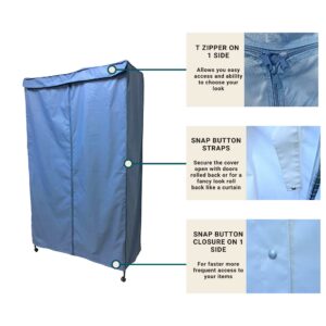 Formosa Covers Durable and Portable Wire Shelving Cover - Protect Your Shelving and Keep Your Room Organized (Cover Only) (48" W x 18" D x 75" H) (Dusty Blue, 36" W x 18" D x 68" H)