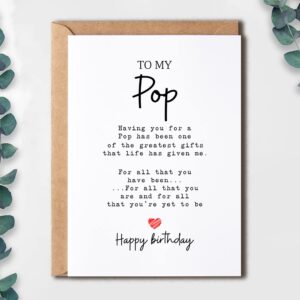 To My Pop - Pop Birthday Card - Pop Is The Greatest Gifts In My Life - Birthday Card For Pop - Gift For Pop Card- Christmas Gifts For Pop