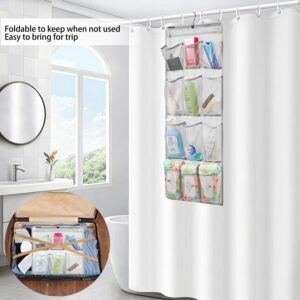 ANZORG Mesh Shower Organizer Hanging Caddy Quick Dry Bathroom Storage for Toiletry Accessories with Rotating Hanger (12 Pockets)