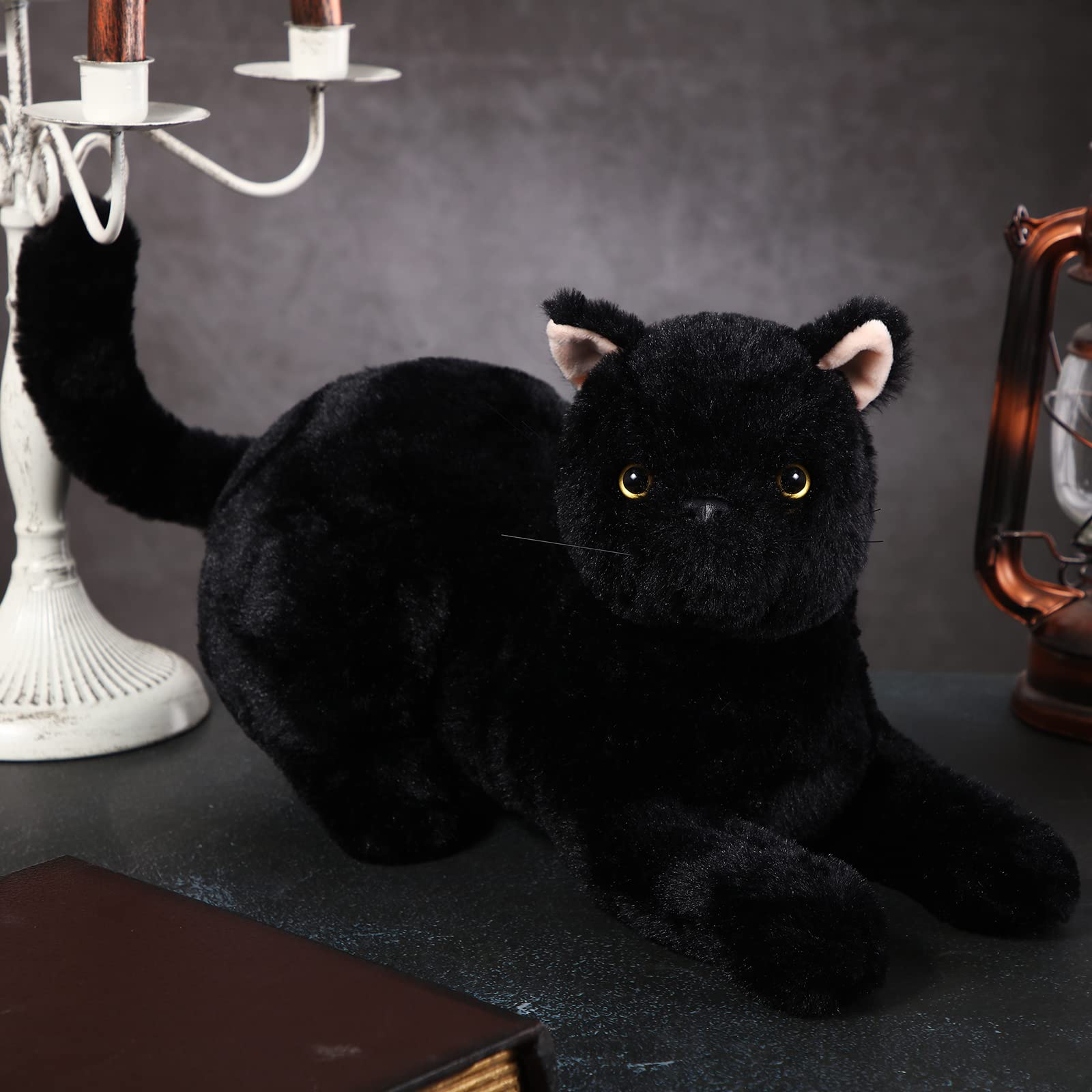 Sosation 16 Inch Black Cat Stuffed Animal Plush, Realistic Black Cat Toy Soft Plush Pillow, Cute Plush Toy Gifts for Kids, Birthday Christmas Decoration Supplies