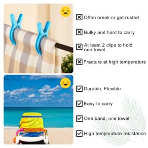 4 Pack Towel Bands, Towel Bands for Beach Chair, Rubber Towel Clips for Pool Chair, Must Haves Beach & Cruise Accessories, Towel Holder for Cruise Chairs, Perfect Alternatives for Towel Clips