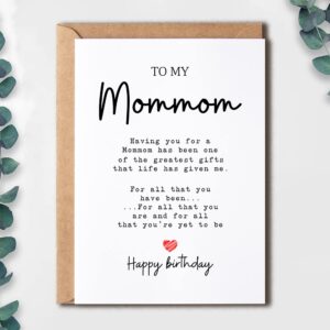 To My Mommom - Mommom Birthday Card - Mommom Is The Greatest Gifts In My Life - Birthday Card For Mommom - Gift For Mommom Card