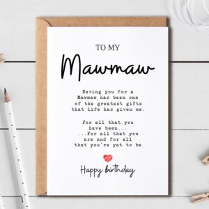 To My Mawmaw - Mawmaw Birthday Card - Mawmaw Is The Greatest Gifts In My Life - Birthday Card For Mawmaw - Gift For Mawmaw Card