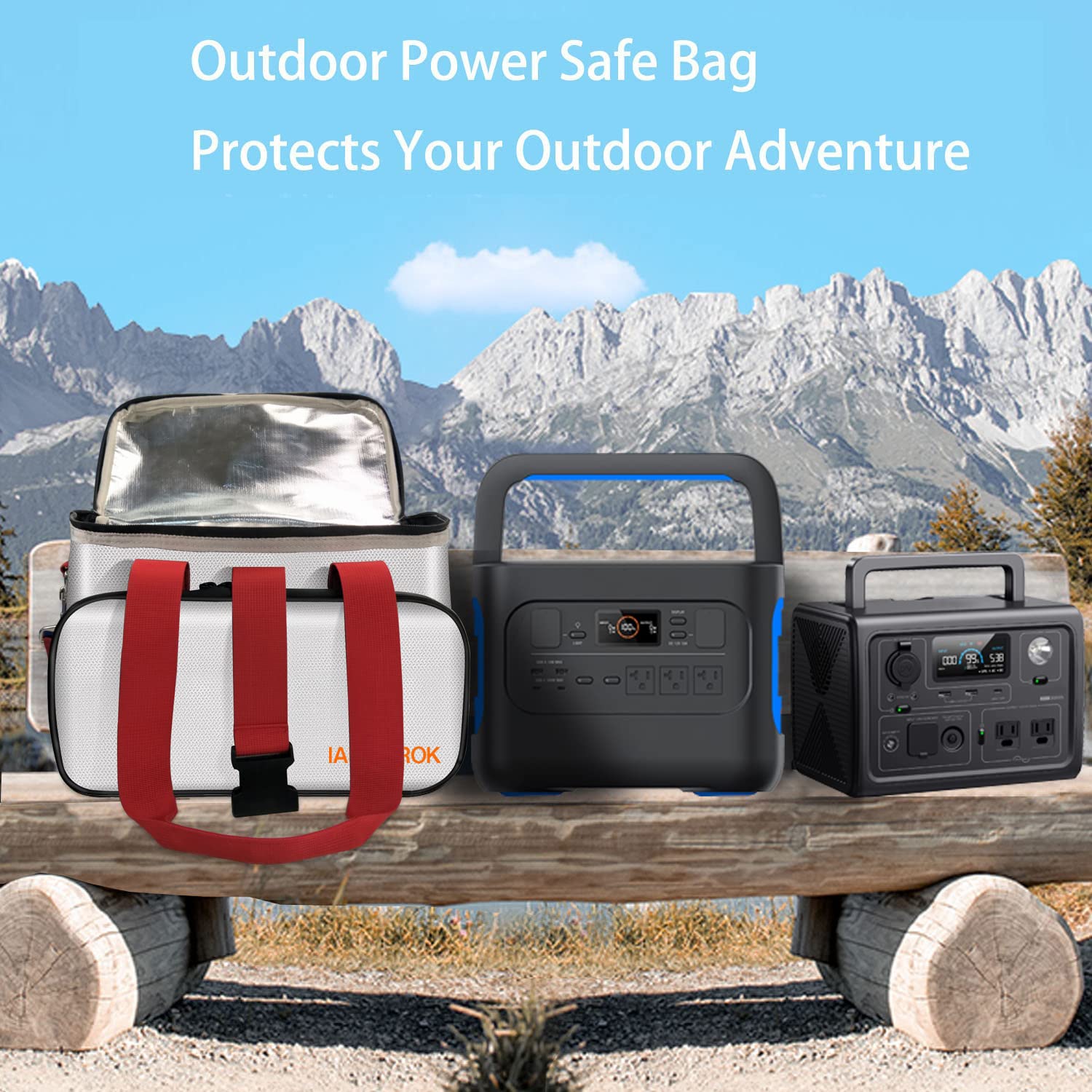 11.8"x7.9"x7.9" Portable Power Fireproof Safe Bag for mobile Power 100W-600W Outdoor Power Storage Transport and Charging, Home Office Travel Fireproof Safe Storage Pouch with handle Shoulder Strap