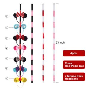 Nuolich 4Pcs Mouse Ears Headband Holder Polka Dot Vertical Organizer Hanging Wall Display Decor Hair Accessories Holder