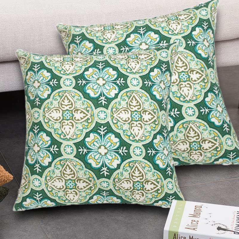 FUNHOME Set of 2 Patio Lumbar Pillows with Insert, 12”x20” Waterproof Fade Resistant Outdoor Lumbar Pillow, Decorative Garden All Weather Lumbar Cushions for Home Patio Coach Sofa Use-Green Medal