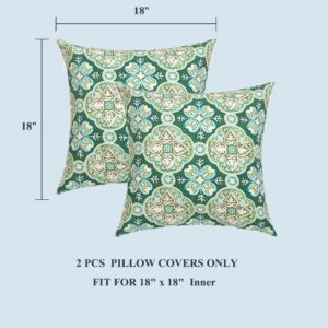 FUNHOME Set of 2 Patio Lumbar Pillows with Insert, 12”x20” Waterproof Fade Resistant Outdoor Lumbar Pillow, Decorative Garden All Weather Lumbar Cushions for Home Patio Coach Sofa Use-Green Medal