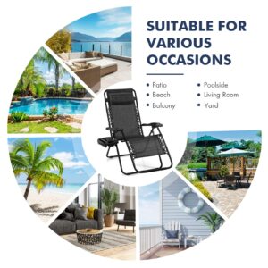 Giantex Zero Gravity Reclining Chair, Outdoor Patio Recliner with Cup Holder & Removable Pillow, Adjustable Backrest, Indoor Lounge Chair for Backyard, Garden, Poolside (Gray)