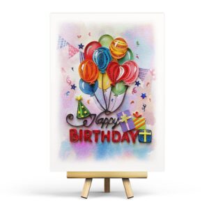 TUMYBee Quilled Happy Birthday Card, Floral Design, 5in x 7in, for Women