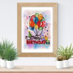 TUMYBee Quilled Happy Birthday Card, Floral Design, 5in x 7in, for Women