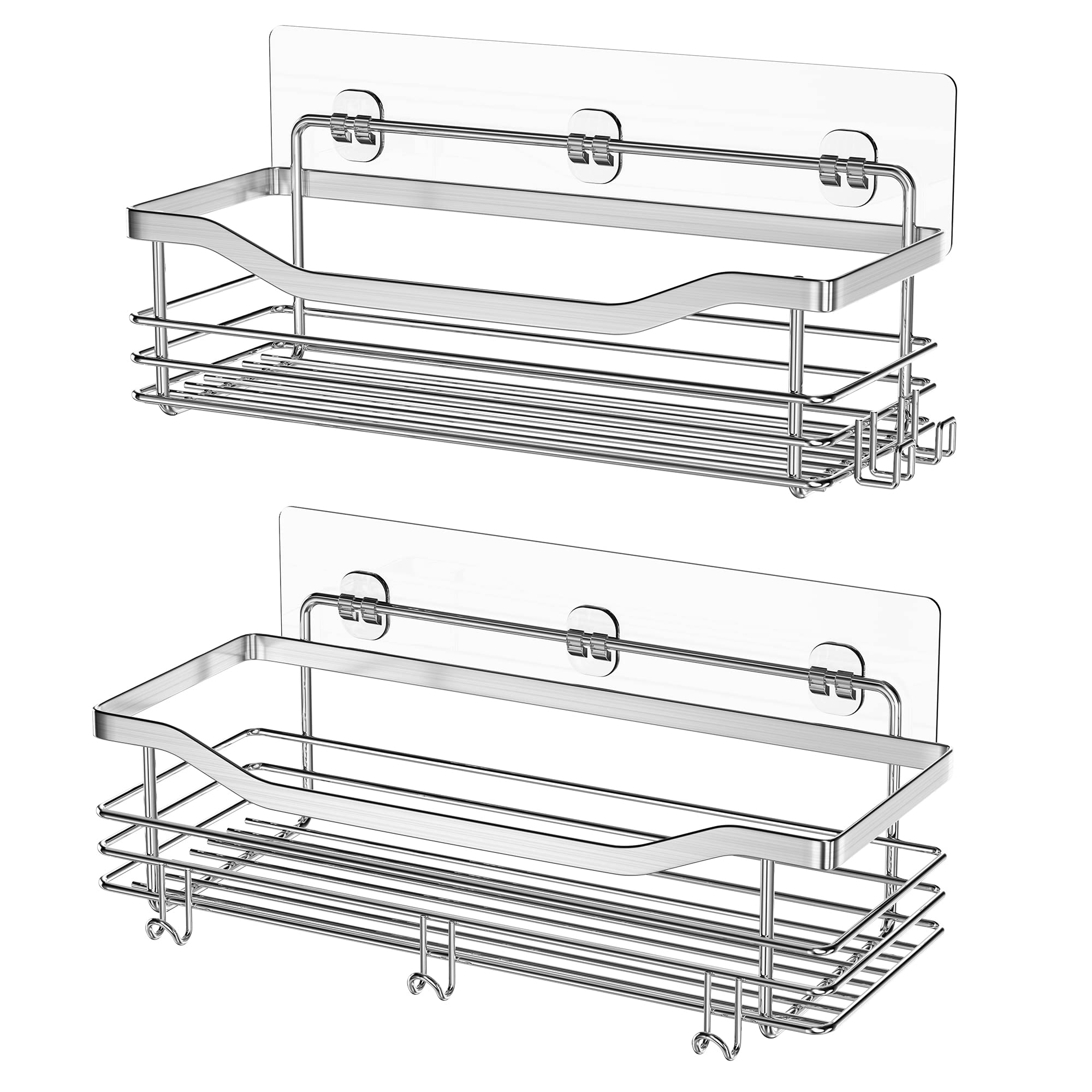 Orimade 4 Pack Strong Transparent Wall Adhesives, 2.75 x 8.66 in (7x22cm) Adhesive Pad Hook Strip Waterproof Rustproof for Shower Caddy Organizer Shelf, Kitchen Rack, Bathroom Storage