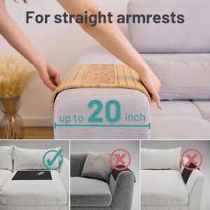 D&D Living® Sofa Tray - Flexible Couch Armrest Organizer with Anti-Slip Cork Pad | Sofa Tray with 18.5x13.4 inches, Sustainable Natural Large Bamboo