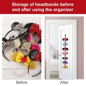 Nuolich 4Pcs Mouse Ears Headband Holder Polka Dot Vertical Organizer Hanging Wall Display Decor Hair Accessories Holder